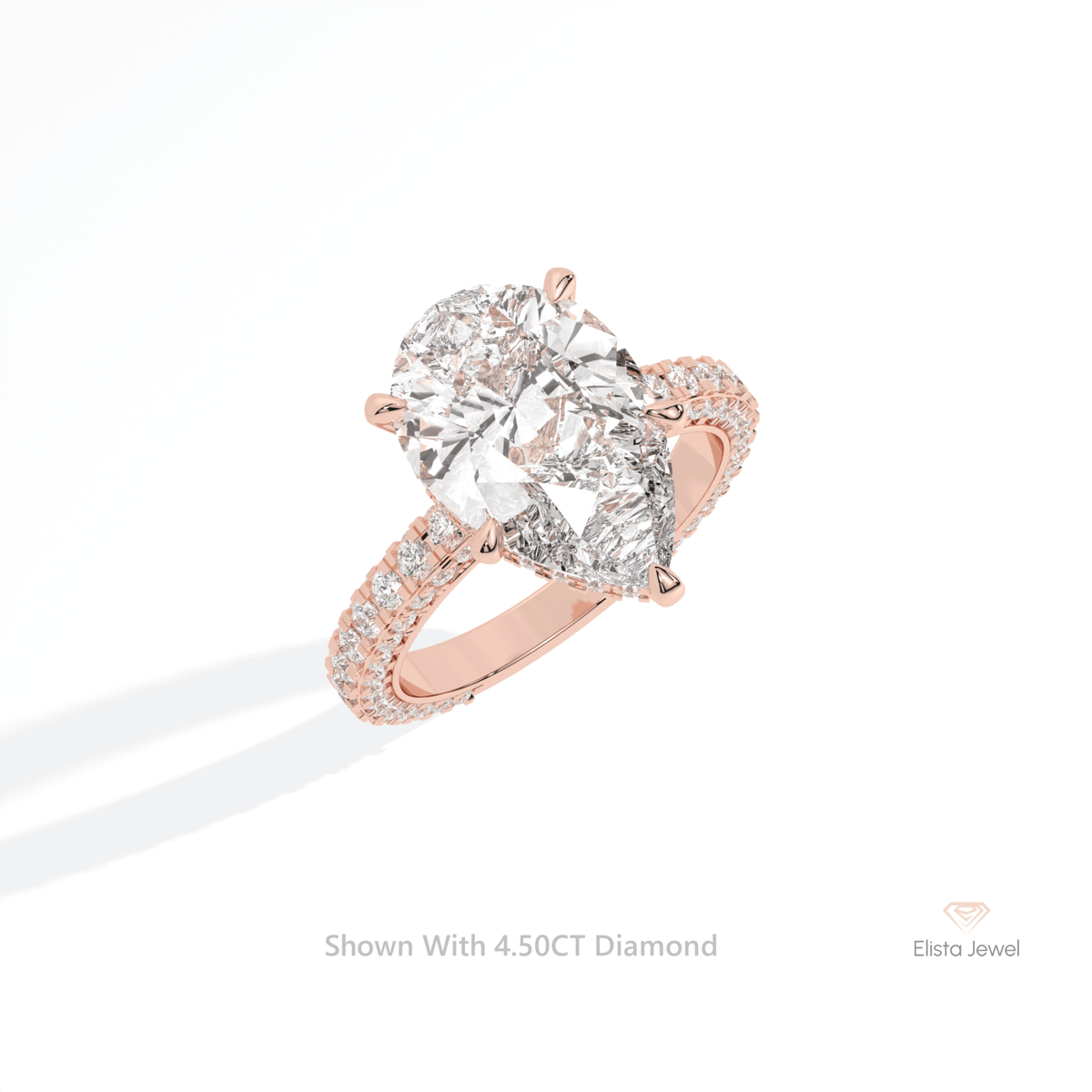 Pear Cut Hidden Halo Engagement Lab Grown Diamond Ring in Platinum - Lifestyle View