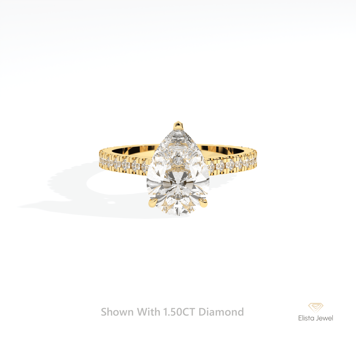 Pear Cut Hidden Halo Engagement Lab Grown Diamond Ring in 10K White Gold - Front View