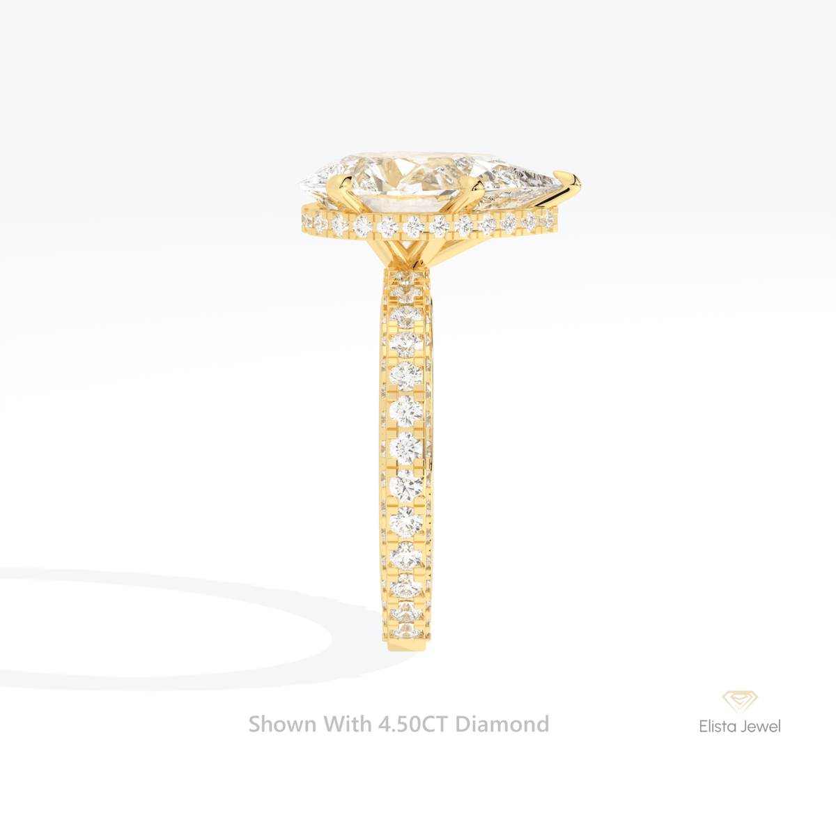 Pear Cut Hidden Halo Engagement Lab Grown Diamond Ring in 14K White Gold - Top View