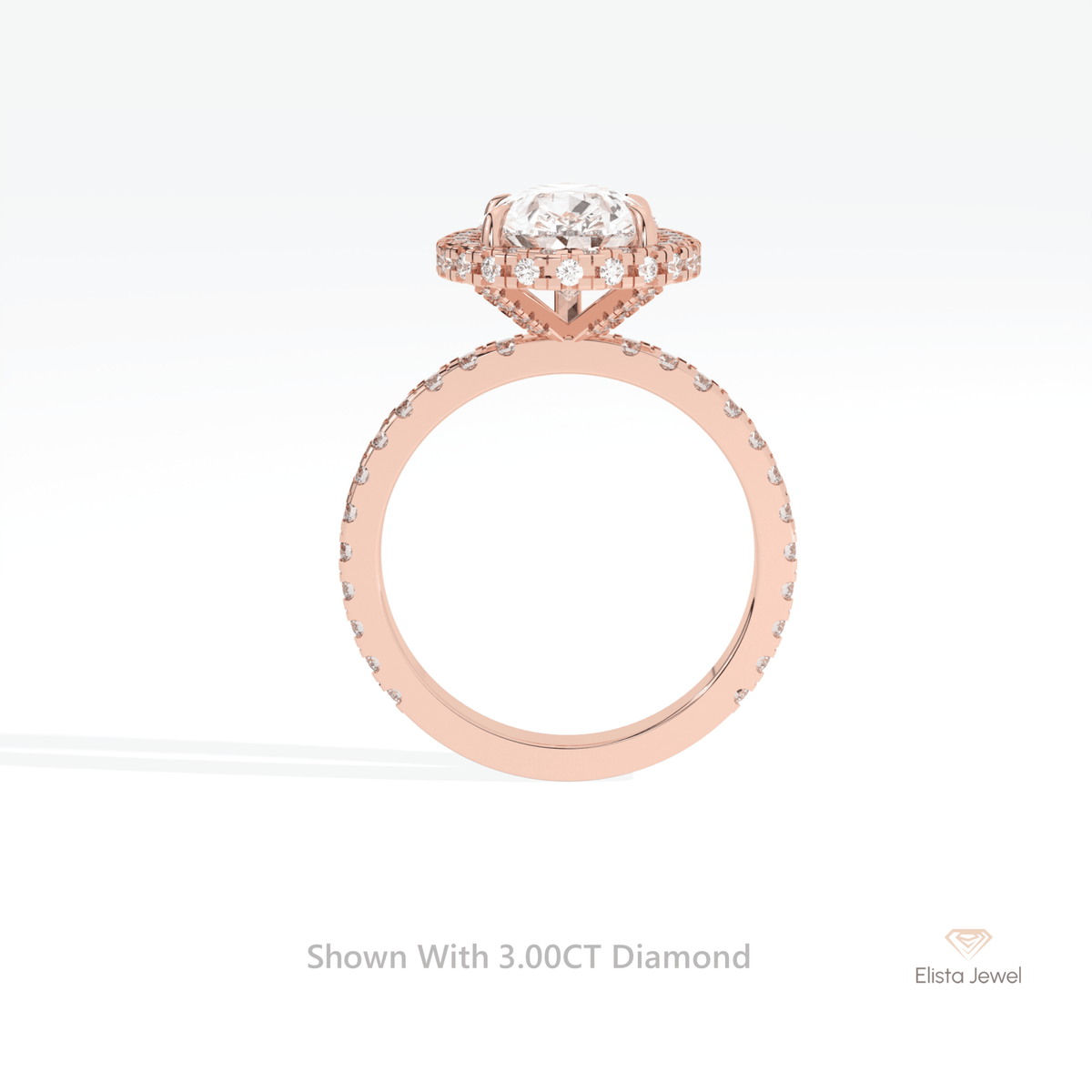Pear Cut Hidden Halo Engagement Lab Grown Diamond Ring - Alternative View