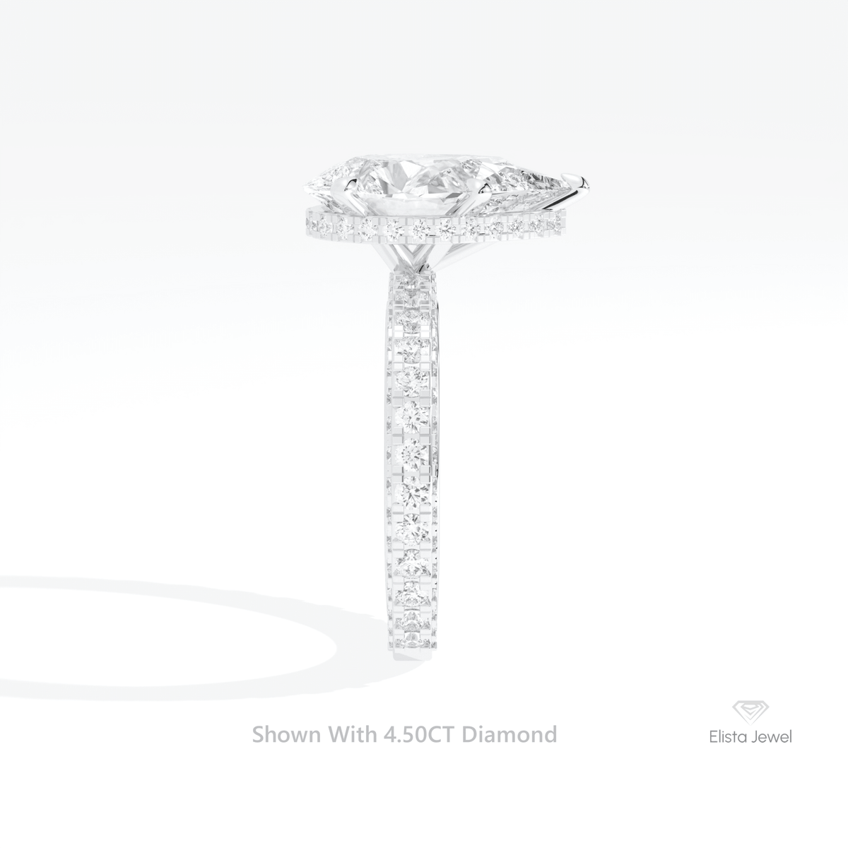 Pear Cut Hidden Halo Engagement Lab Grown Diamond Ring in 18K Yellow Gold - Perspective View