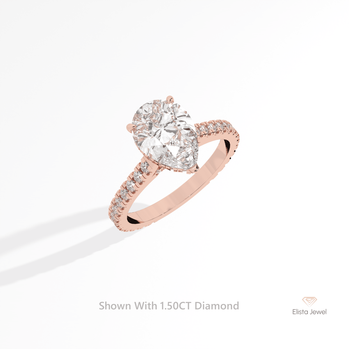 Pear Cut Hidden Halo Engagement Lab Grown Diamond Ring in Platinum - Lifestyle View