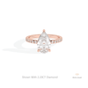 Pear Cut Hidden Halo Wedding Lab Grown Diamond Ring in 18K Rose Gold - Ring on Hand View