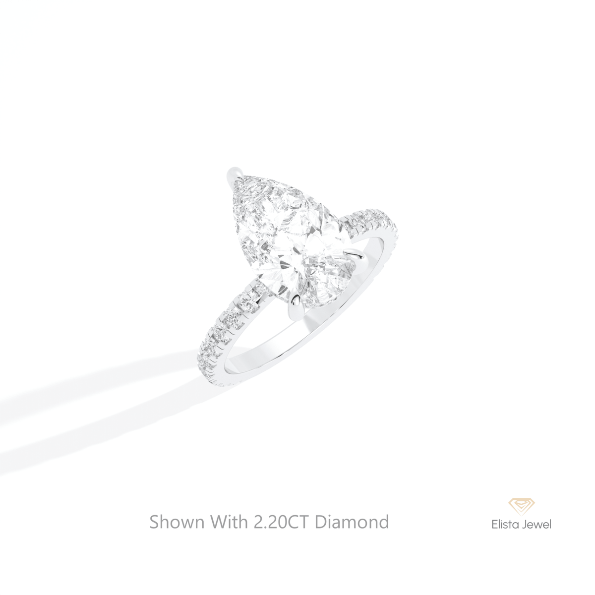 Pear Cut Hidden Halo Wedding Lab Grown Diamond Ring in 10K Yellow Gold - Side View
