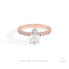 Pear Cut Hidden Halo Wedding Lab Grown Diamond Ring in 18K Rose Gold - Ring on Hand View