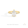 Pear Cut Hidden Halo Wedding Lab Grown Diamond Ring in 14K Yellow Gold - Detail View