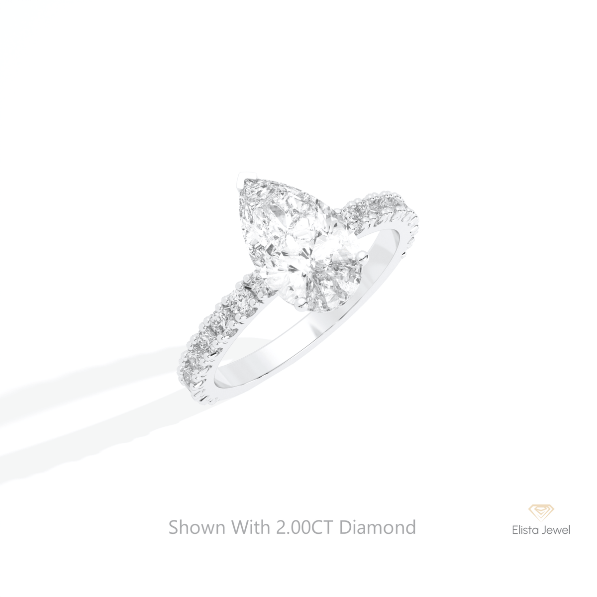 Pear Cut Hidden Halo Wedding Lab Grown Diamond Ring in 10K Yellow Gold - Side View