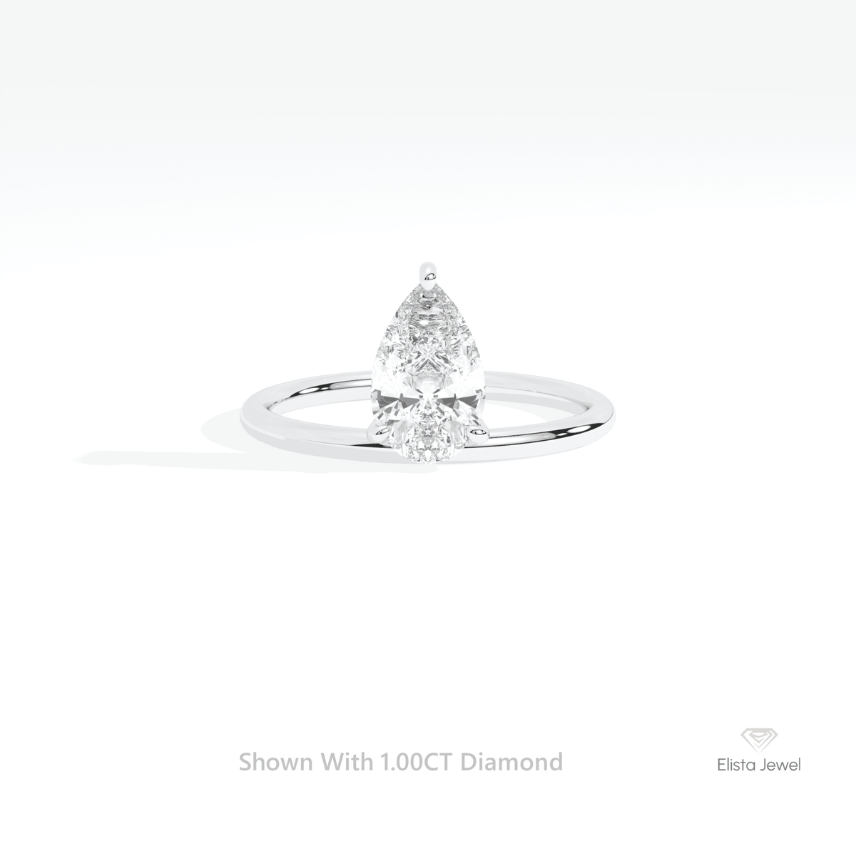 Pear Cut Solitaire Engagement Lab Grown Diamond Ring in 14K Yellow Gold - Detail View