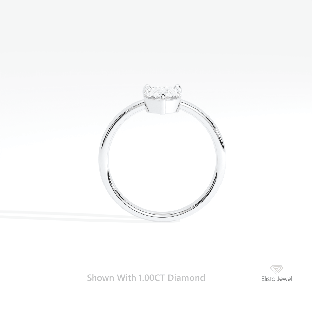 Pear Cut Solitaire Engagement Lab Grown Diamond Ring in 18K White Gold - Close-up View