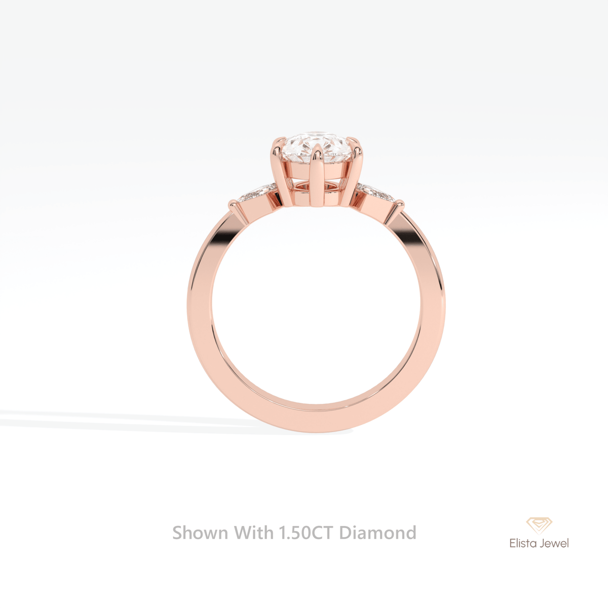 Pear Cut Three Stone Engagement Lab Grown Diamond Ring - Alternative View