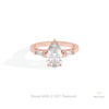 Pear Cut Three Stone Engagement Lab Grown Diamond Ring in 18K Rose Gold - Ring on Hand View
