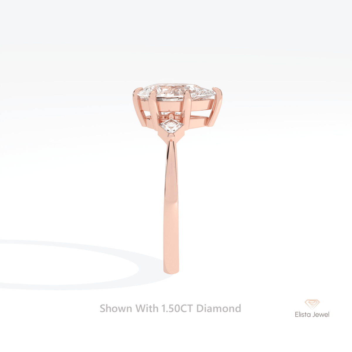Pear Cut Three Stone Engagement Lab Grown Diamond Ring - Additional View