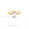 Pear Cut Three Stone Engagement Lab Grown Diamond Ring in 14K Yellow Gold - Detail View