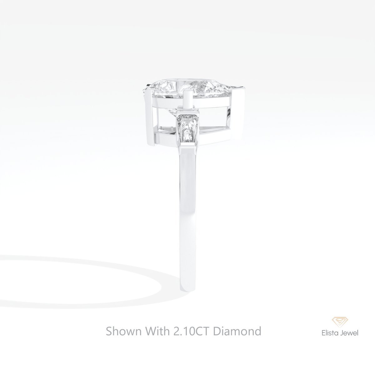 Pear Cut Three Stone Engagement Lab Grown Diamond Ring in 14K White Gold - Top View
