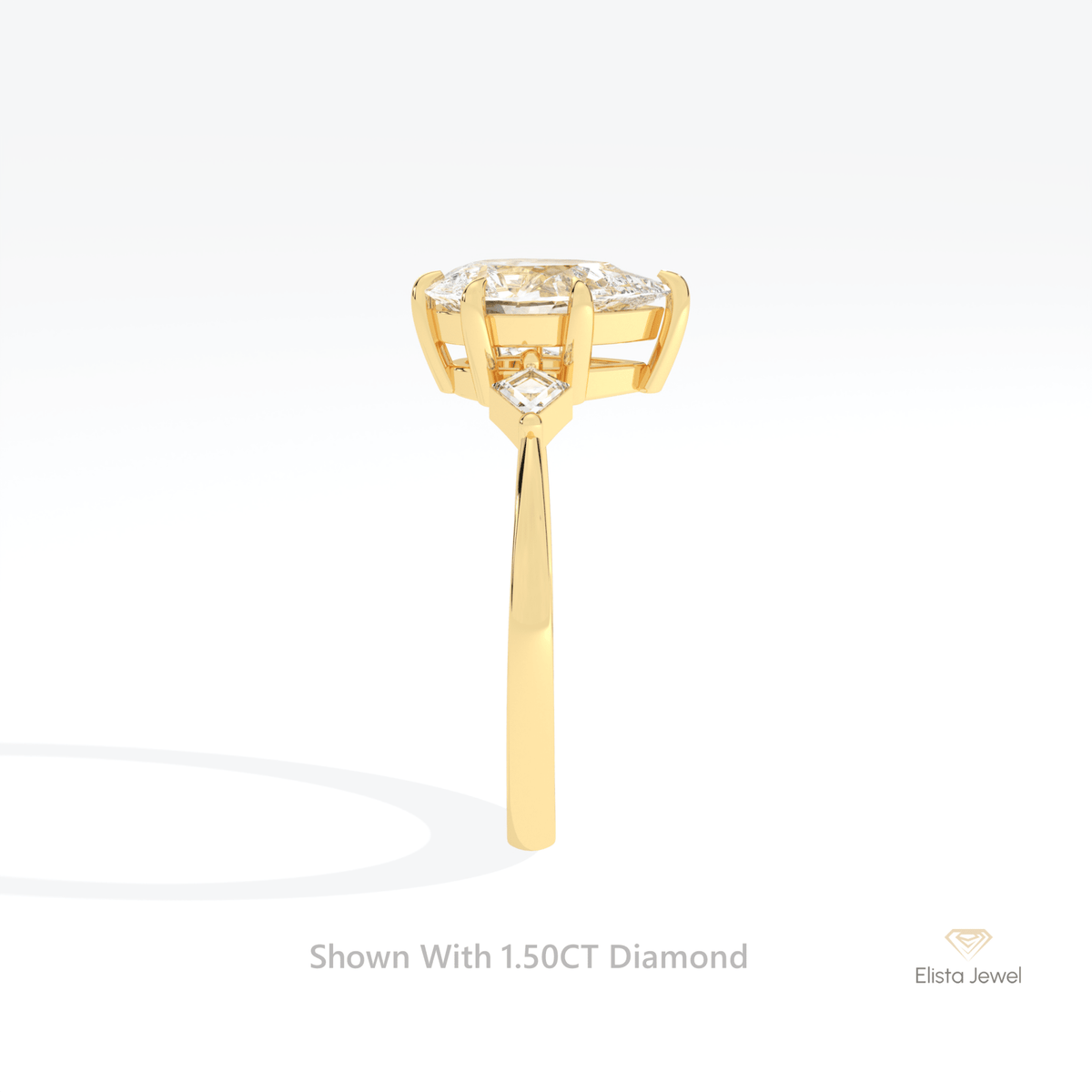 Pear Cut Three Stone Engagement Lab Grown Diamond Ring in 14K White Gold - Top View