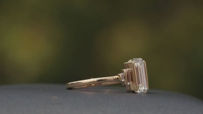 2.50CT Emerald Cut Lab Grown Diamond Bar Set Five Stone Engagement Ring