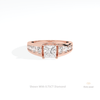 Princess Cut Accent Engagement Lab Grown Diamond Ring in 18K Rose Gold - Ring on Hand View