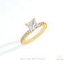 Princess Cut Accent Engagement Lab Grown Diamond Ring in 10K Yellow Gold - Side View