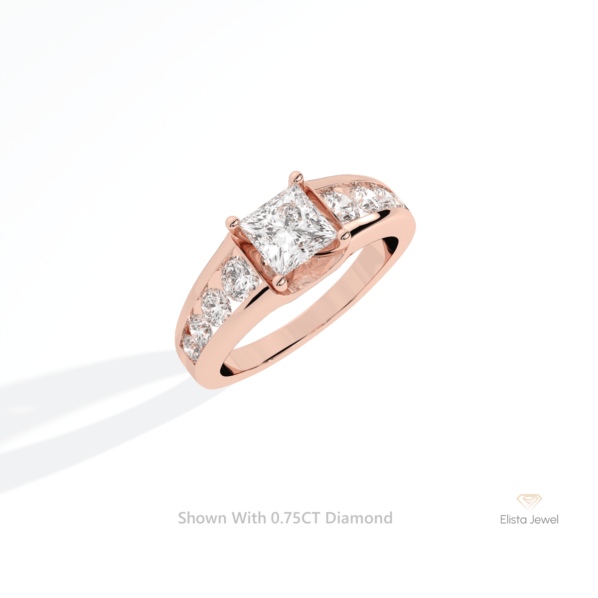 Princess Cut Accent Engagement Lab Grown Diamond Ring in Platinum - Lifestyle View