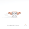 Princess Cut Accent Engagement Lab Grown Diamond Ring in 18K Rose Gold - Ring on Hand View