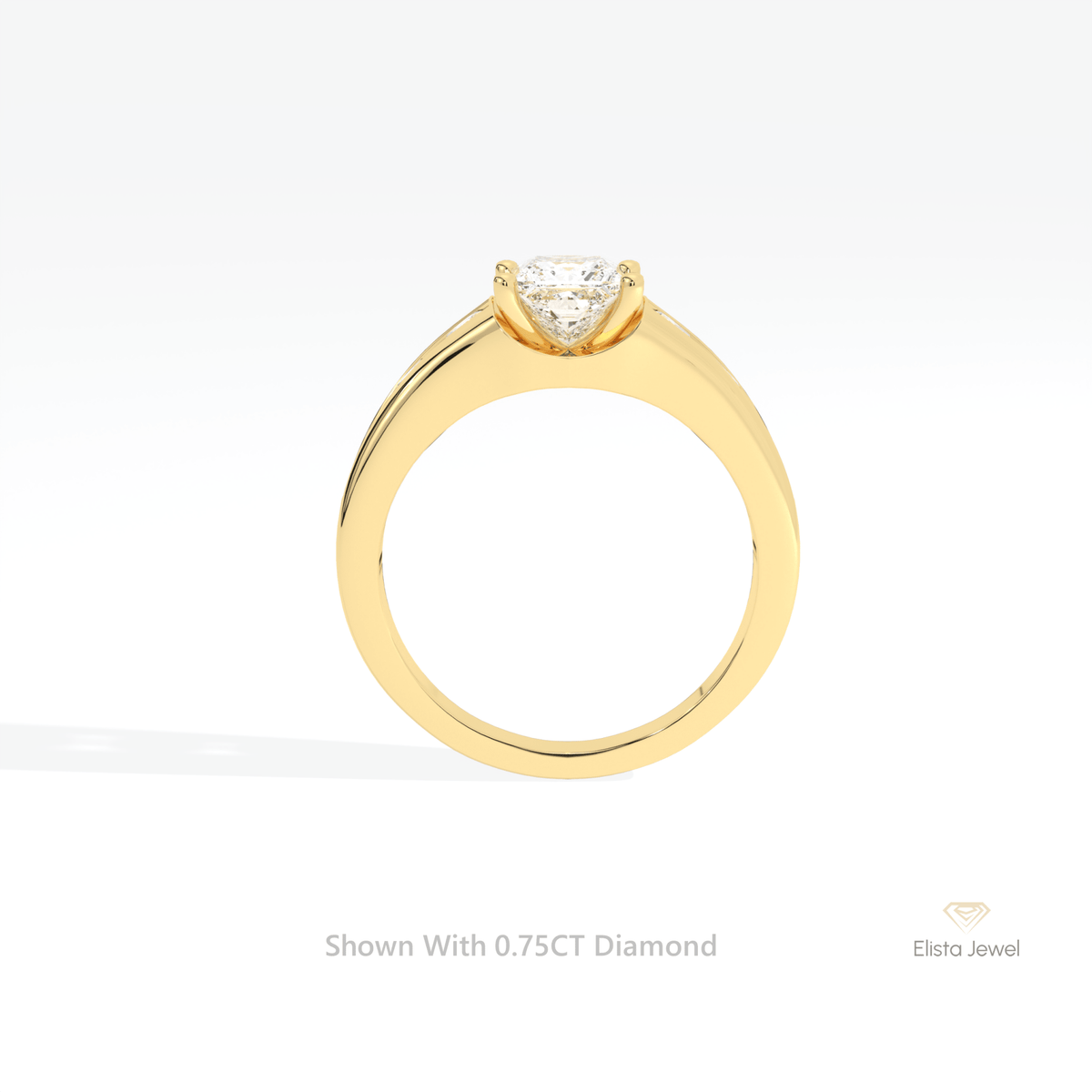 Princess Cut Accent Engagement Lab Grown Diamond Ring in 10K Rose Gold - Angled View