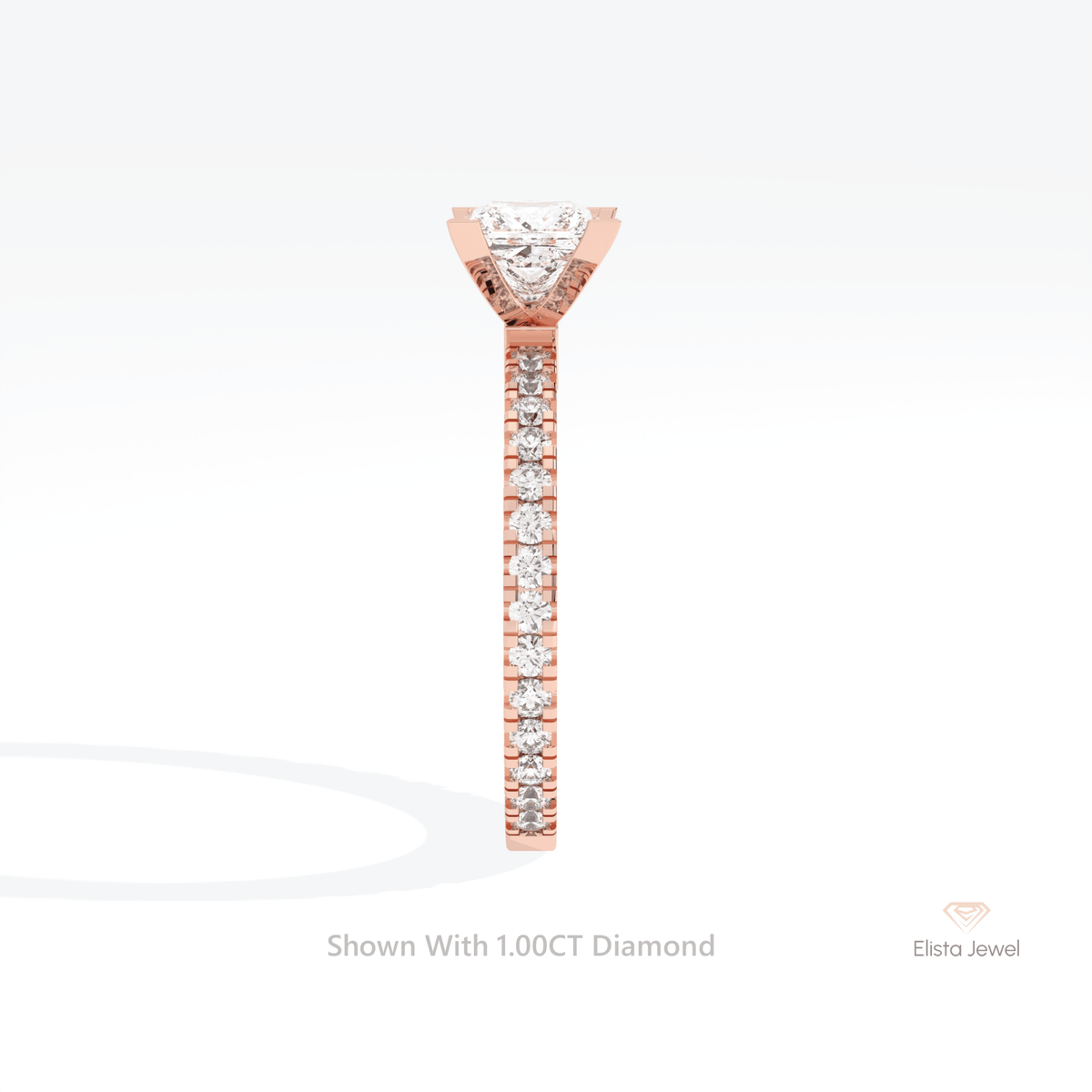 Princess Cut Accent Engagement Lab Grown Diamond Ring - Additional View