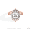 Princess Cut Halo Starburst Lab Grown Diamond Ring in 18K Rose Gold - Ring on Hand View