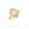 Princess Cut Halo Starburst Lab Grown Diamond Ring in 14K Rose Gold - Profile View