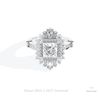 Princess Cut Halo Starburst Lab Grown Diamond Ring in 10K White Gold - Front View