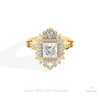 Princess Cut Halo Starburst Lab Grown Diamond Ring in 14K Yellow Gold - Detail View