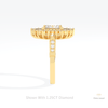 Princess Cut Halo Starburst Lab Grown Diamond Ring in 18K Yellow Gold - Perspective View