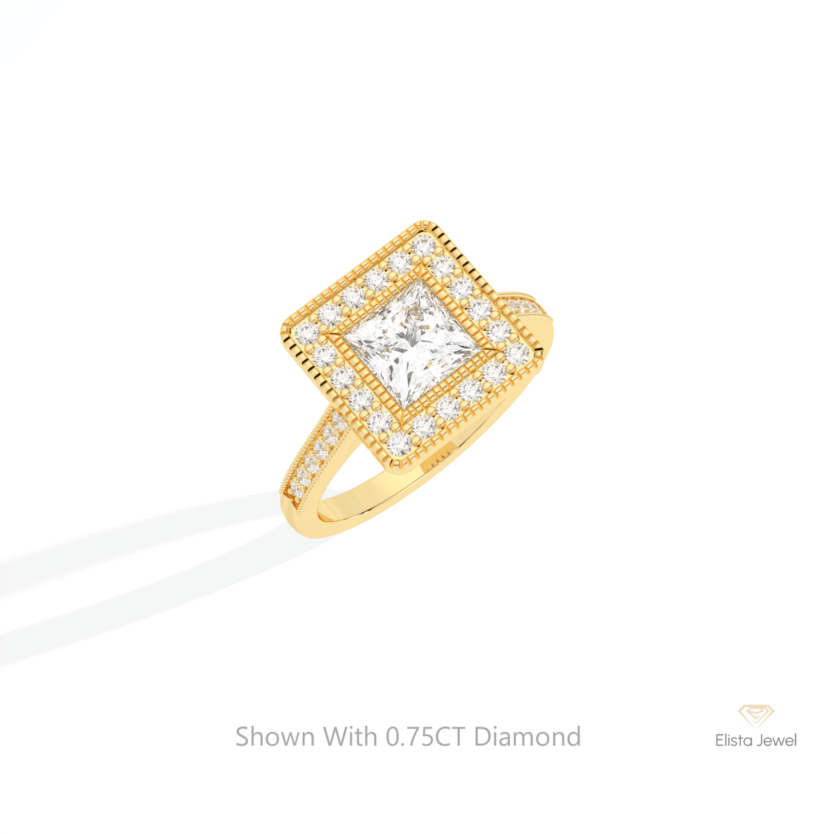 Princess Cut Halo Wedding Lab Grown Diamond Ring in Platinum - Lifestyle View