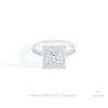 Princess Cut Halo Wedding Lab Grown Diamond Ring in 14K Yellow Gold - Detail View
