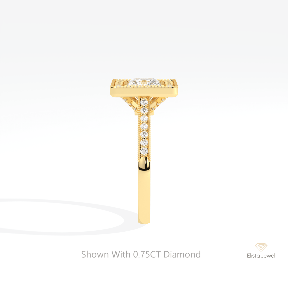 Princess Cut Halo Wedding Lab Grown Diamond Ring - Additional View