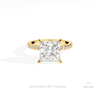 Princess Cut Hidden Halo Engagement Lab Grown Diamond Ring in 14K Yellow Gold - Detail View