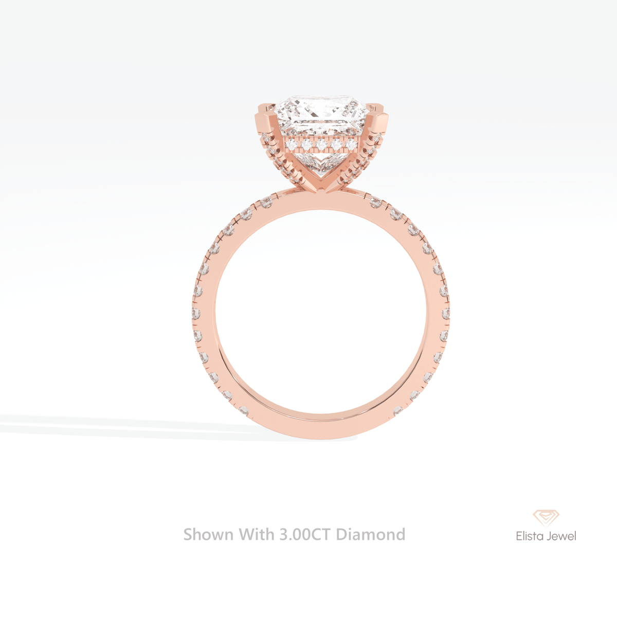 Princess Cut Hidden Halo Engagement Lab Grown Diamond Ring - Alternative View