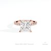 Princess Cut Hidden Halo Engagement Lab Grown Diamond Ring in 18K Rose Gold - Ring on Hand View