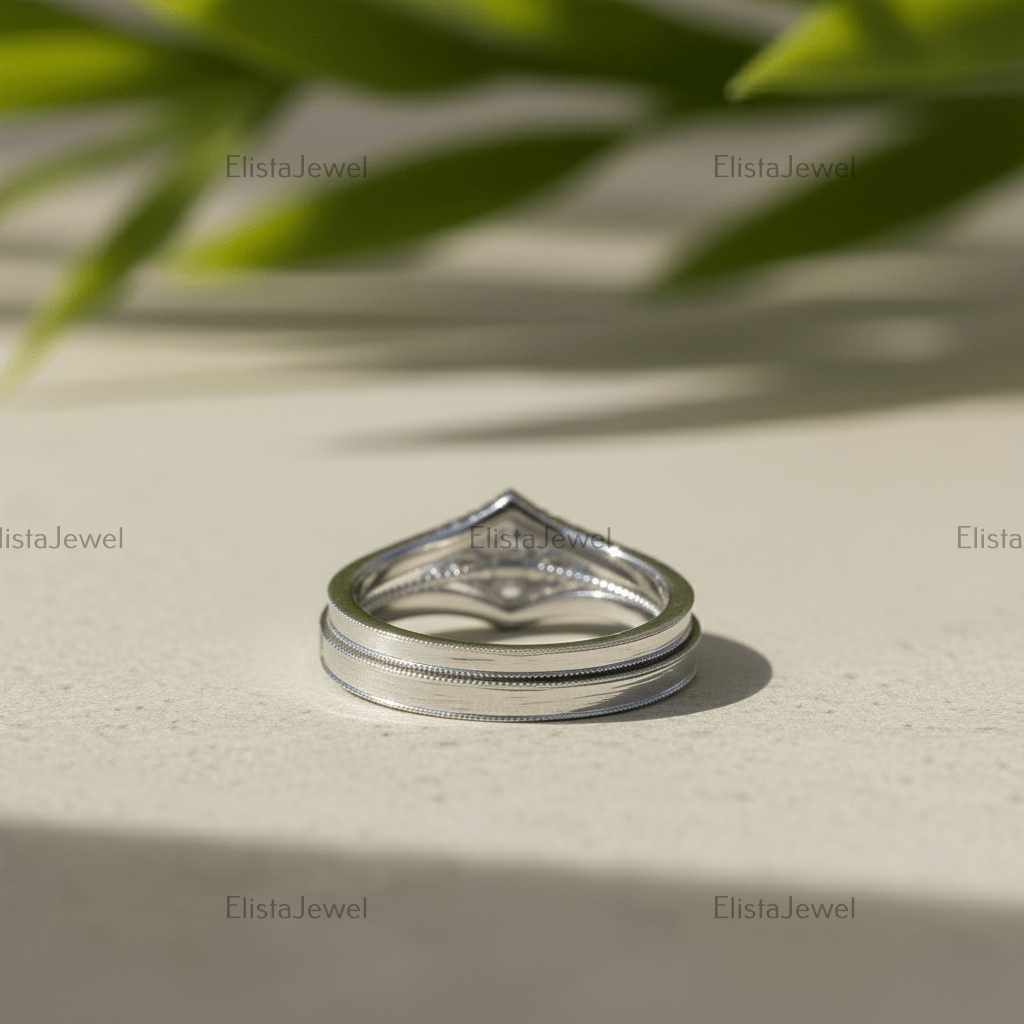 Princess Cut Lab-Grown Diamond Bridal Set: 14K White Gold Ring with Curved Band
