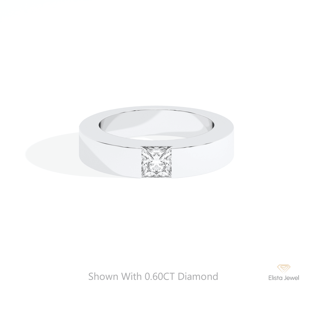 Princess Cut Solitaire Engagement Lab Grown Diamond Ring in 14K Yellow Gold - Detail View