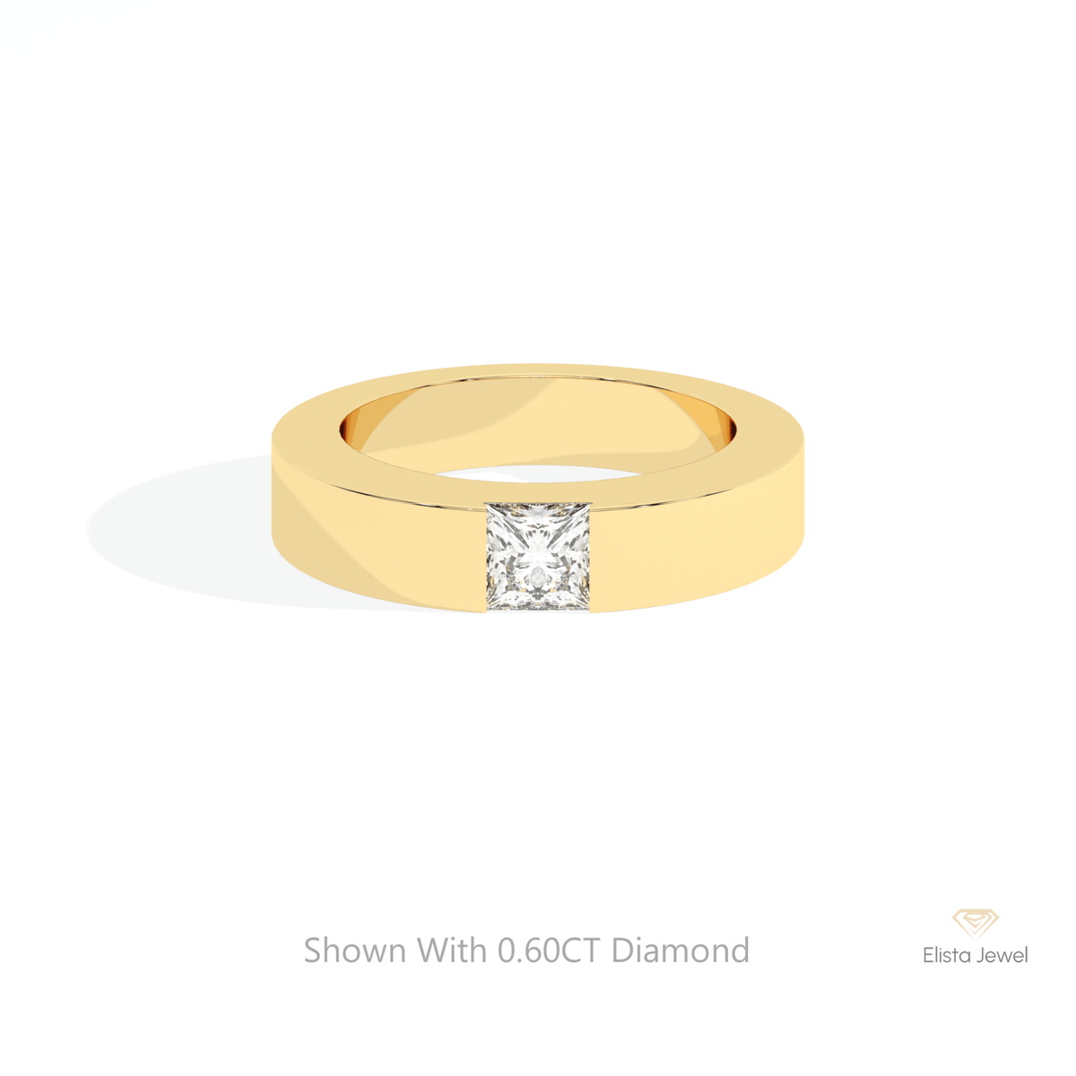 Princess Cut Solitaire Engagement Lab Grown Diamond Ring in 10K White Gold - Front View