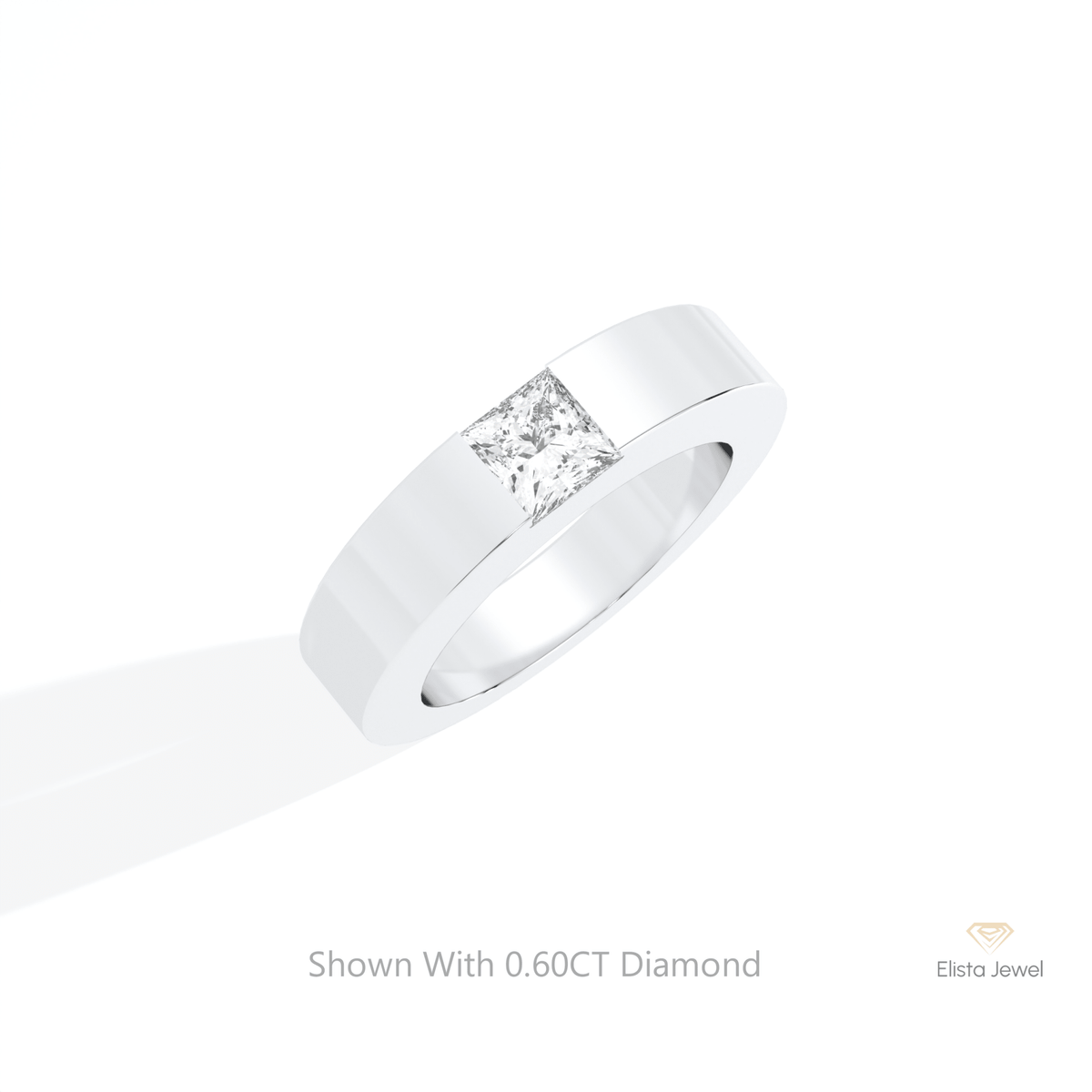 Princess Cut Solitaire Engagement Lab Grown Diamond Ring in 14K Rose Gold - Profile View