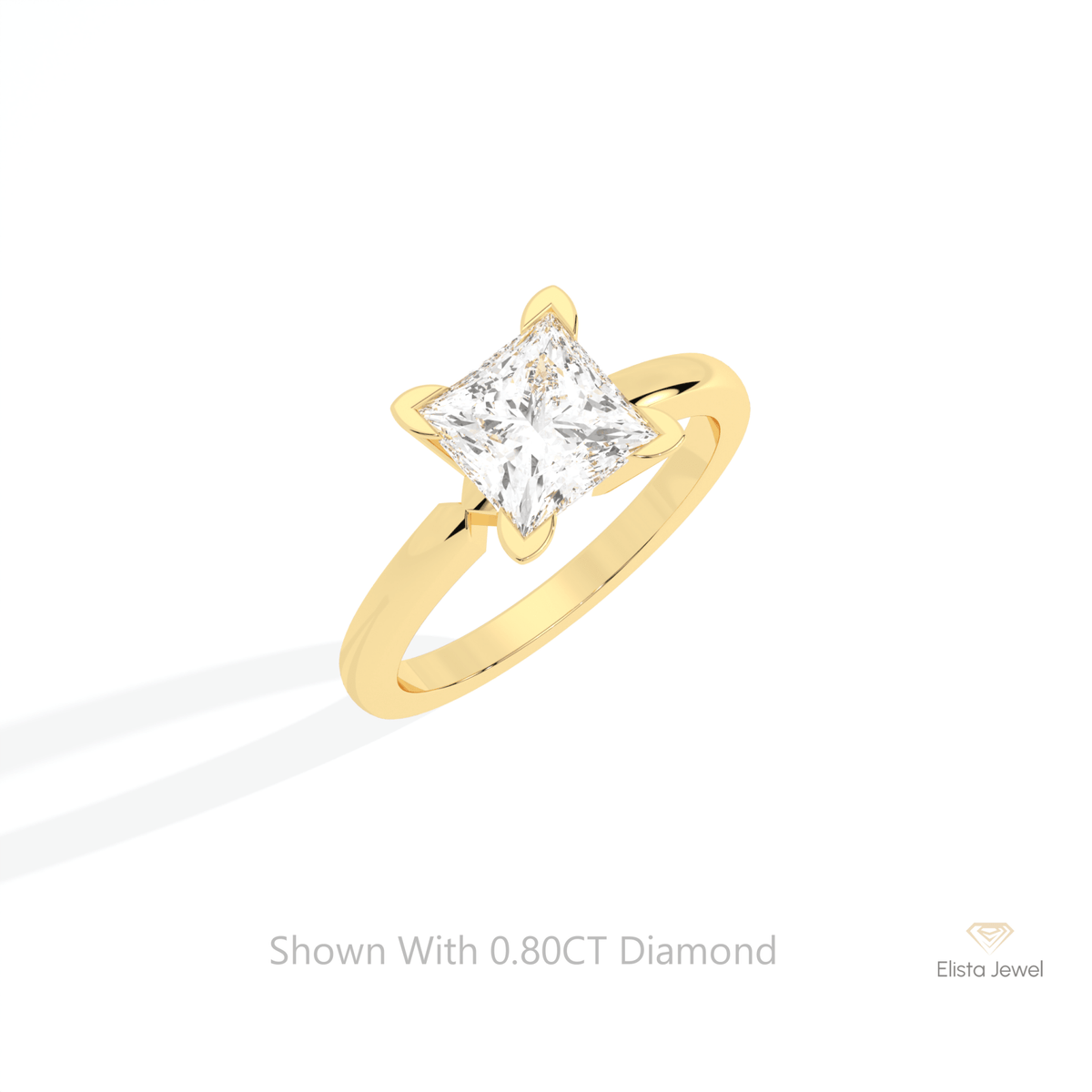 Princess Cut Solitaire Wedding Lab Grown Diamond Ring in 10K Yellow Gold - Side View