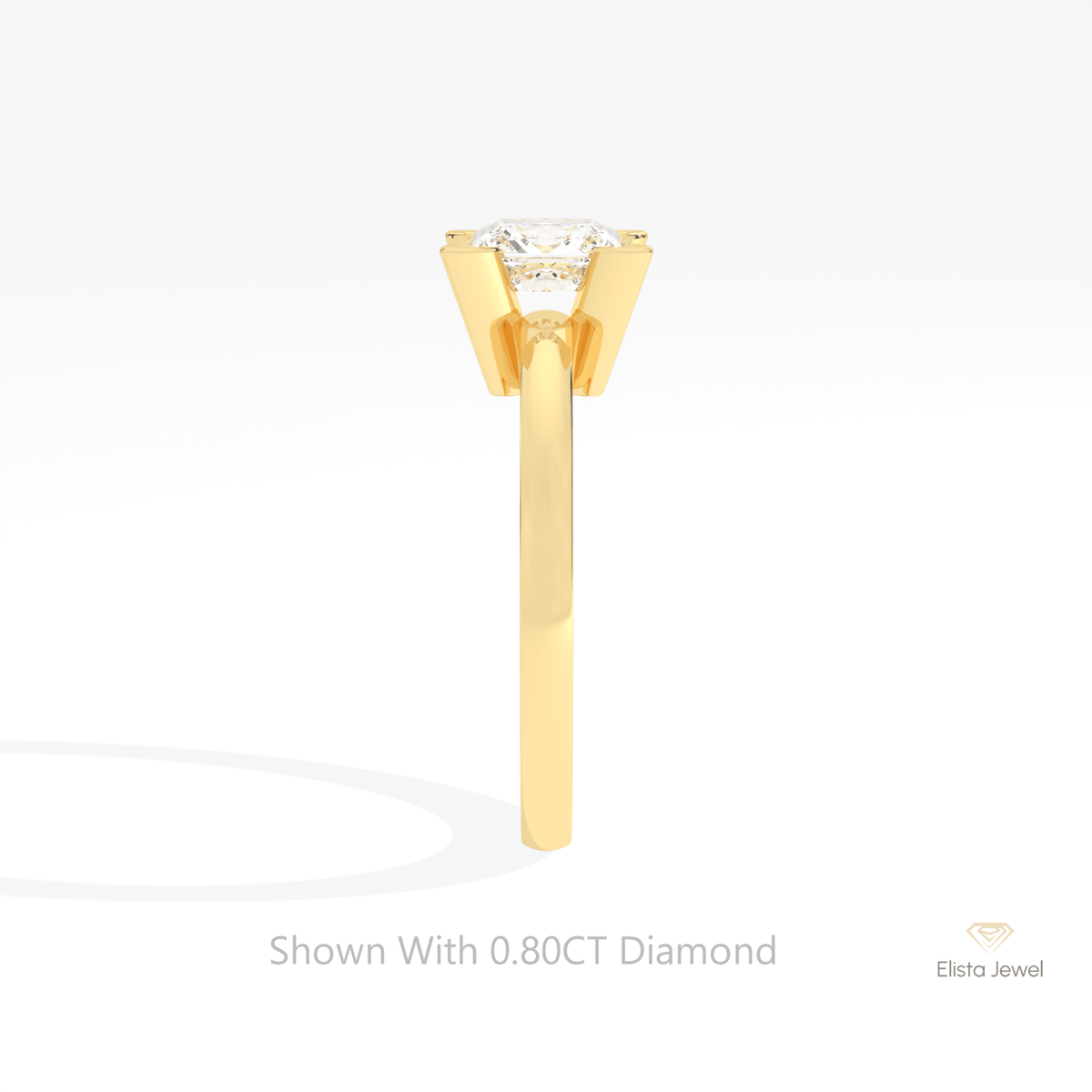 Princess Cut Solitaire Wedding Lab Grown Diamond Ring in 14K White Gold - Top View