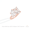 Radiant And Pear Cut Toi Et Moi Lab Grown Diamond Ring in 14K Rose Gold - Profile View