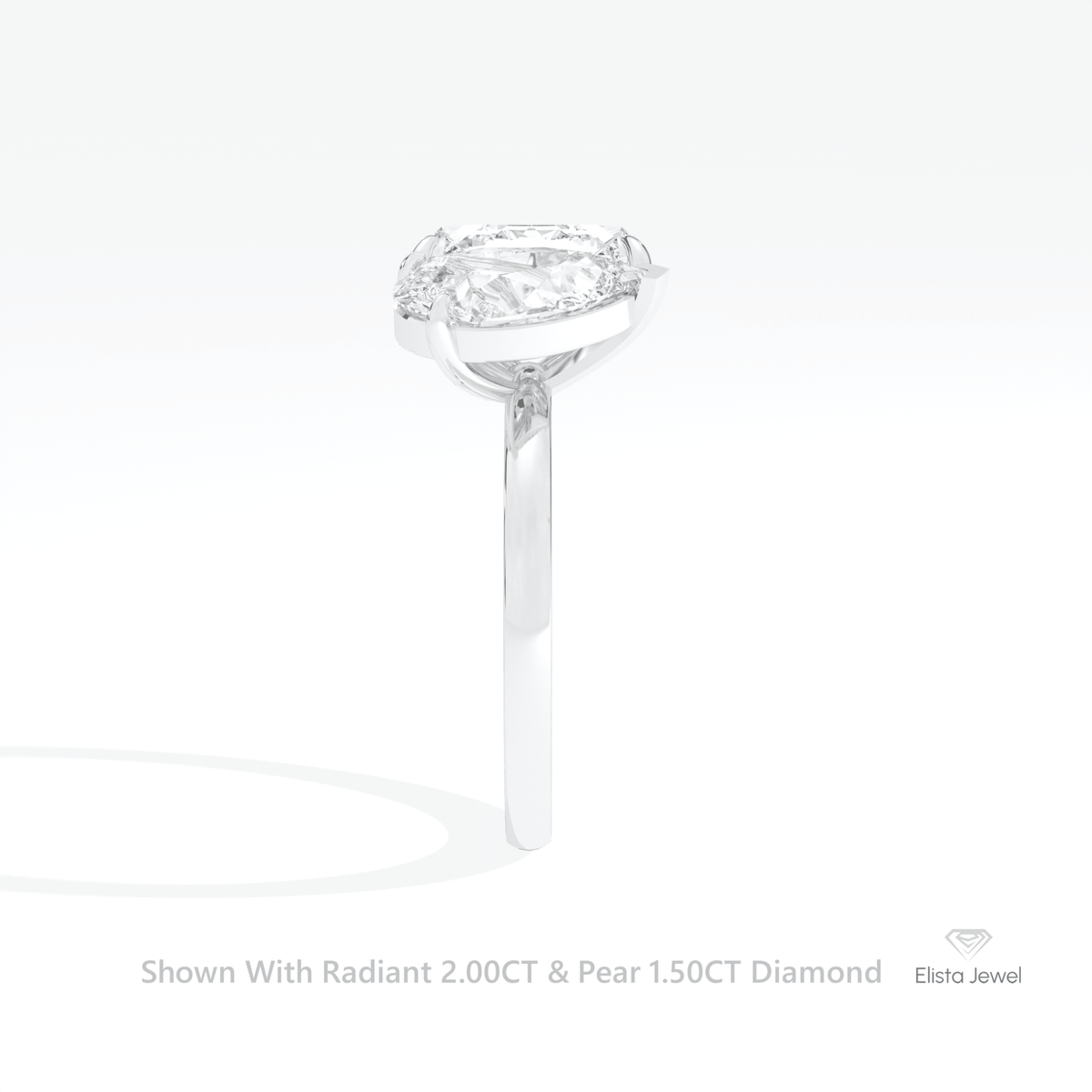 Radiant And Pear Cut Toi Et Moi Lab Grown Diamond Ring in 18K Yellow Gold - Perspective View