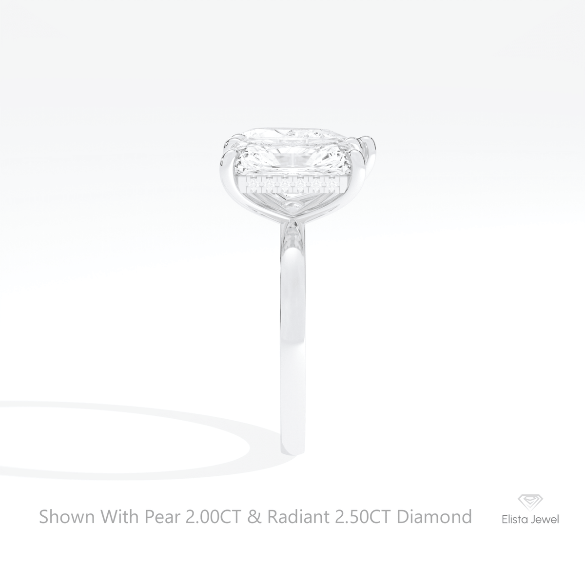 Radiant And Pear Cut Toi Et Moi Lab Grown Diamond Ring in 14K White Gold - Top View