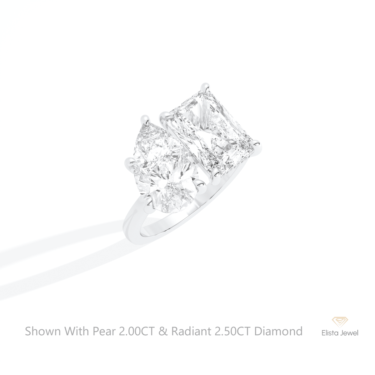 Radiant And Pear Cut Toi Et Moi Lab Grown Diamond Ring in 10K Yellow Gold - Side View