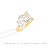 Radiant And Pear Cut Toi Et Moi Lab Grown Diamond Ring in Platinum - Lifestyle View