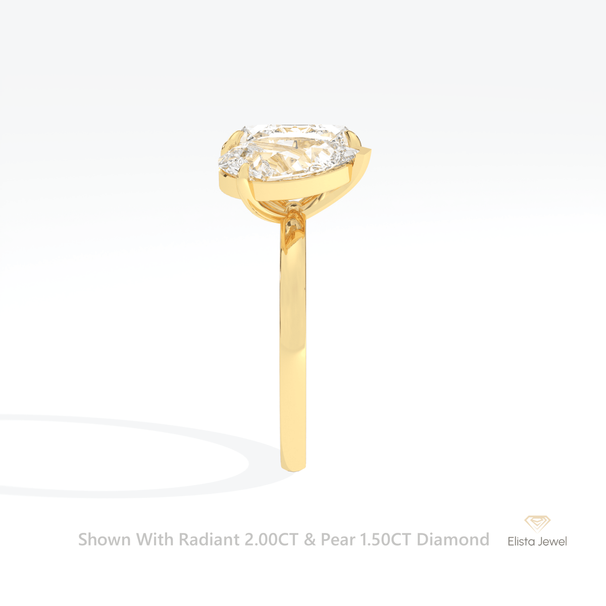 Radiant And Pear Cut Toi Et Moi Lab Grown Diamond Ring in 14K White Gold - Top View