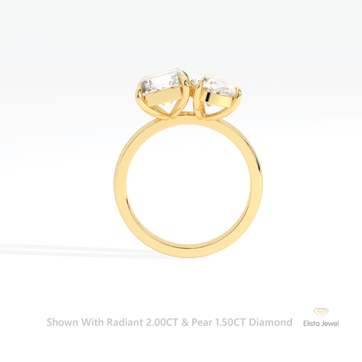 Radiant And Pear Cut Toi Et Moi Lab Grown Diamond Ring in 10K Rose Gold - Angled View